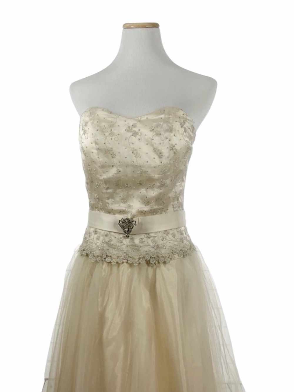 Masquerade Cream Strapless Sequin Ballgown - Size 13